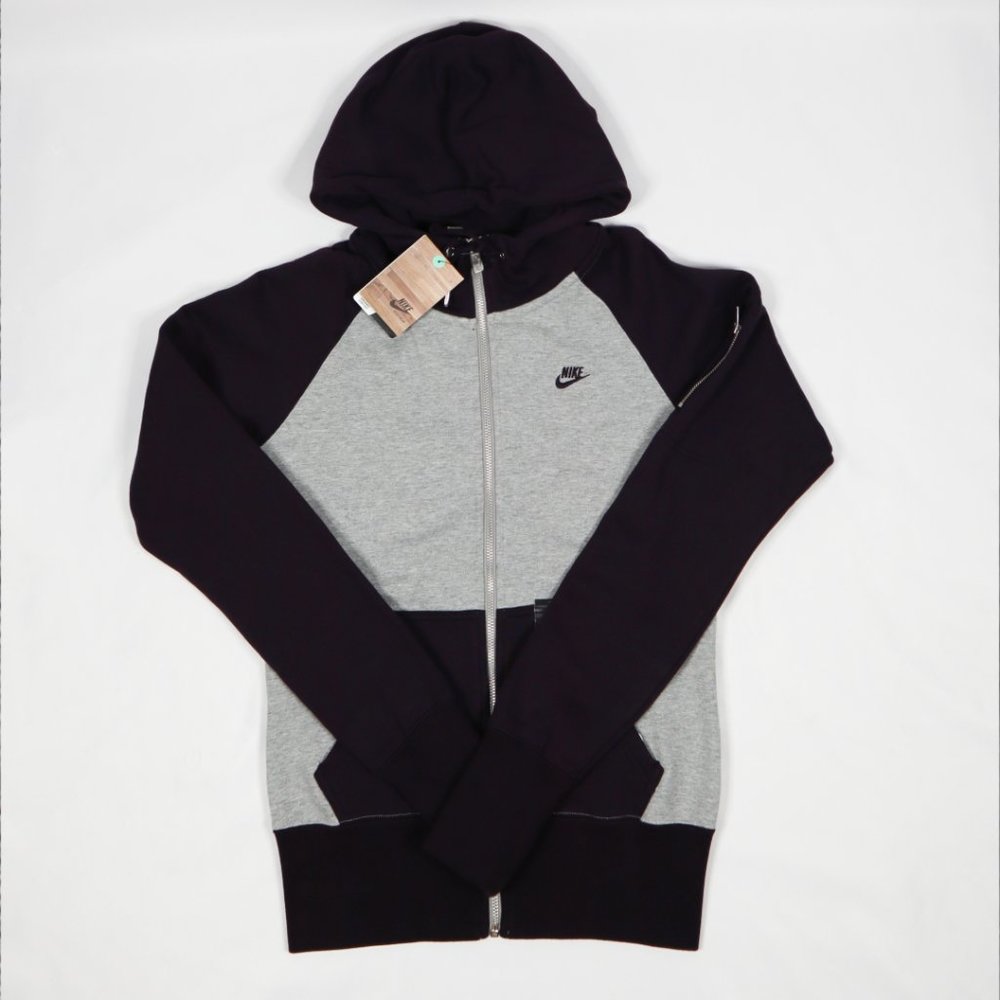 Nike Sportswear Zip-up Dark Plum and Gray Training Hoodie